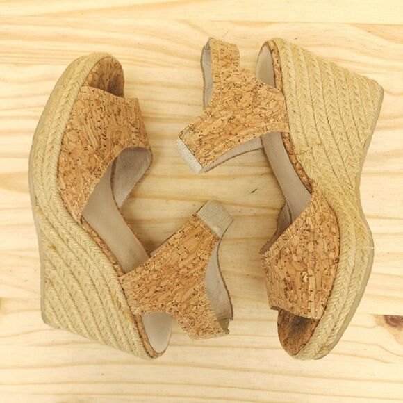 Donald Pliner Wynn Womens Cork Sandal Wedges Sz 6 Brown Chic Espadrille Open Toe - Picture 5 of 10